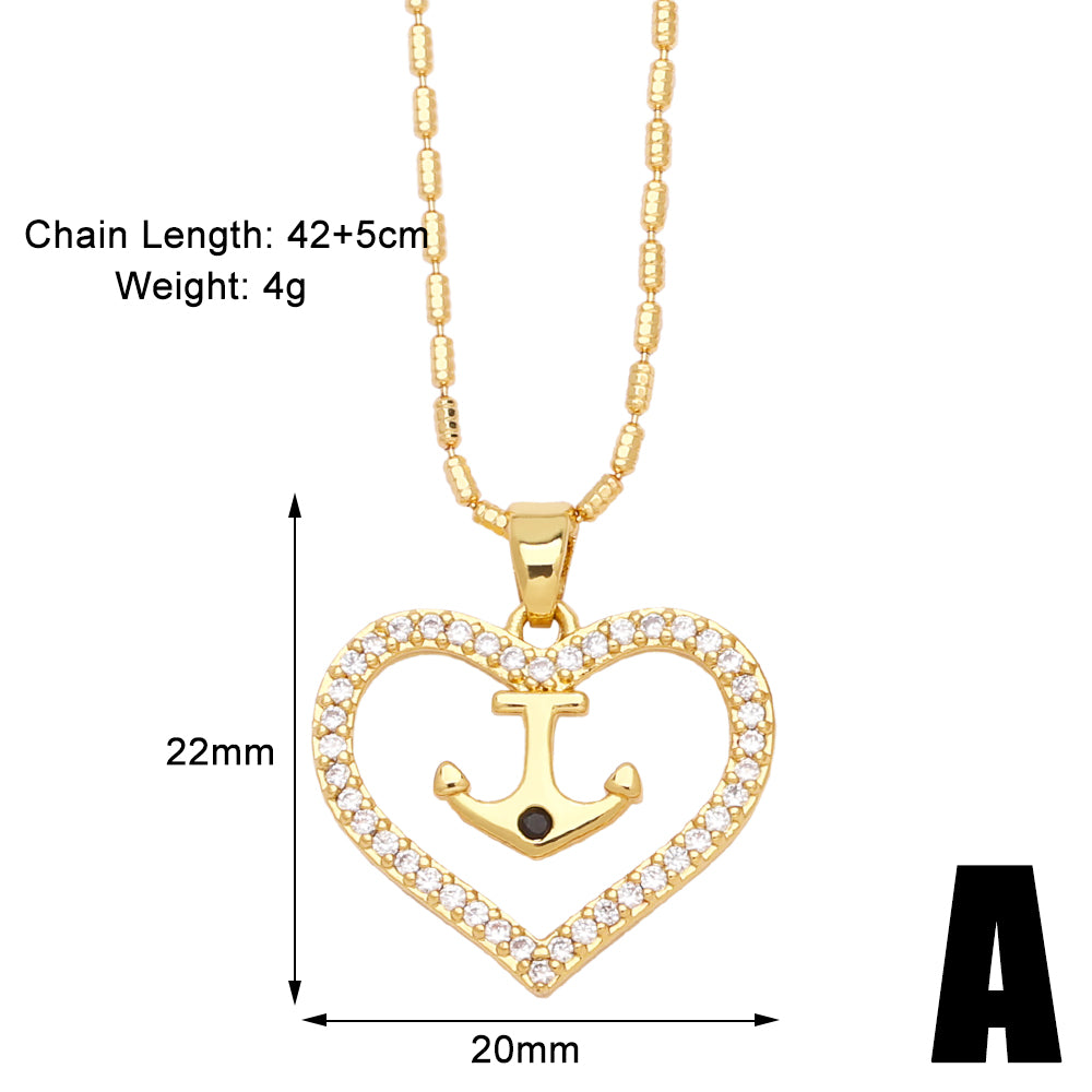 Simple Style Devil's Eye Heart Shape Copper Plating Inlay Zircon 18k Gold Plated Pendant Necklace