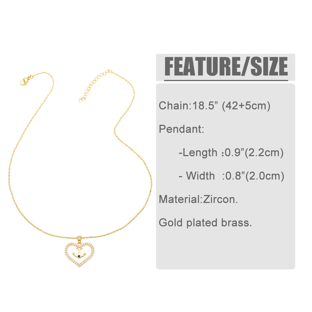 Simple Style Devil's Eye Heart Shape Copper Plating Inlay Zircon 18k Gold Plated Pendant Necklace