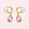 1 Pair Simple Style Water Droplets Plating Inlay Stainless Steel Birthstone 18k Gold Plated Drop Earrings