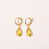 1 Pair Simple Style Water Droplets Plating Inlay Stainless Steel Birthstone 18k Gold Plated Drop Earrings