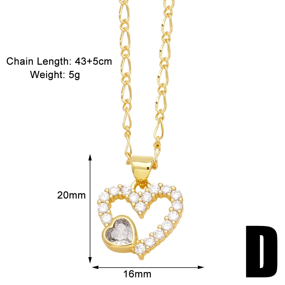 Vintage Style Simple Style Devil's Eye Heart Shape Bird Copper Plating Inlay Zircon 18k Gold Plated Pendant Necklace