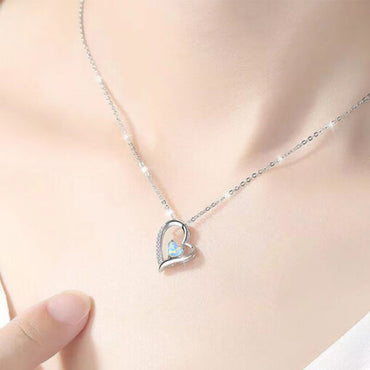 Copper White Gold Plated IG Style Simple Style Heart Shape Inlay Zircon Pendant Necklace