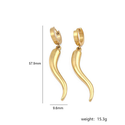 Simple Style Chili Stainless Steel Plating 18k Gold Plated Drop Earrings