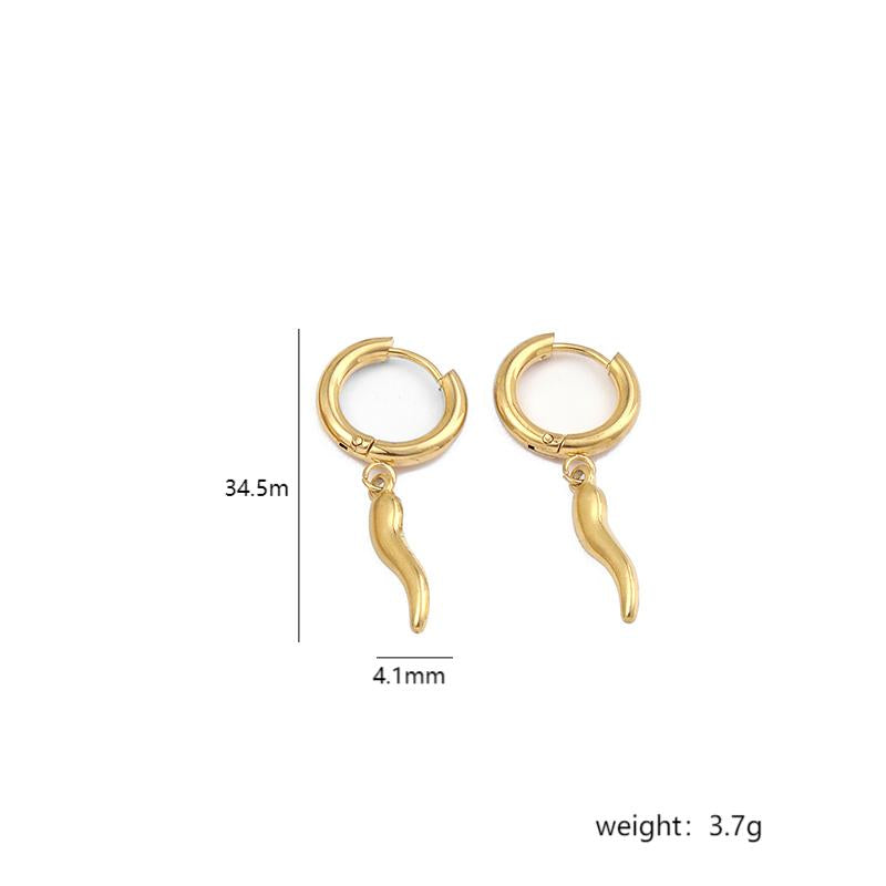 Simple Style Chili Stainless Steel Plating 18k Gold Plated Drop Earrings