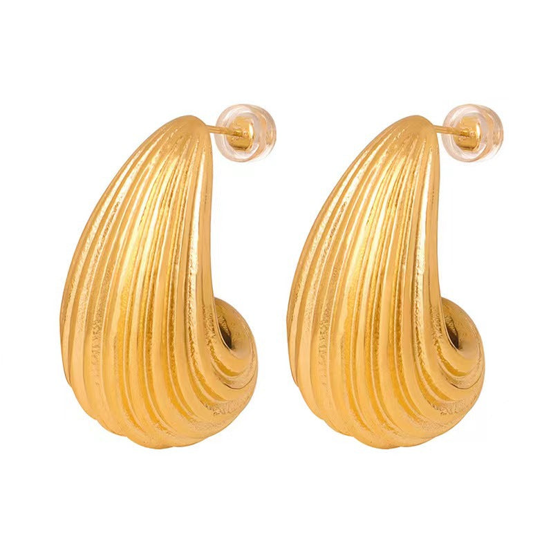 1 Pair Simple Style Water Droplets Plating Stainless Steel 18k Gold Plated Ear Studs