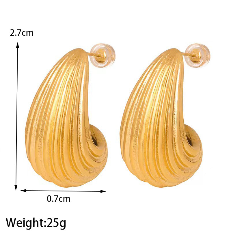 1 Pair Simple Style Water Droplets Plating Stainless Steel 18k Gold Plated Ear Studs