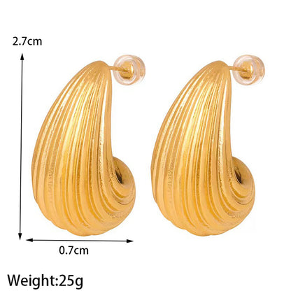 1 Pair Simple Style Water Droplets Plating Stainless Steel 18k Gold Plated Ear Studs