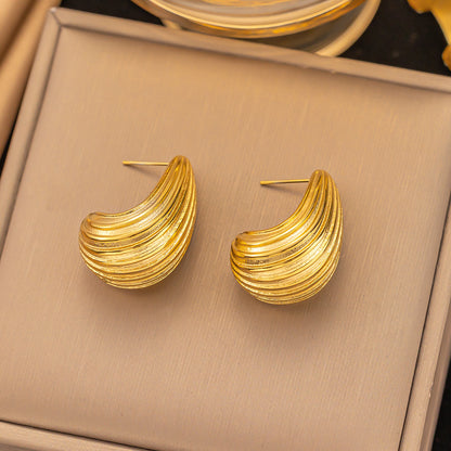 1 Pair Simple Style Water Droplets Plating Stainless Steel 18k Gold Plated Ear Studs