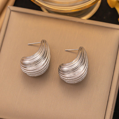 1 Pair Simple Style Water Droplets Plating Stainless Steel 18k Gold Plated Ear Studs