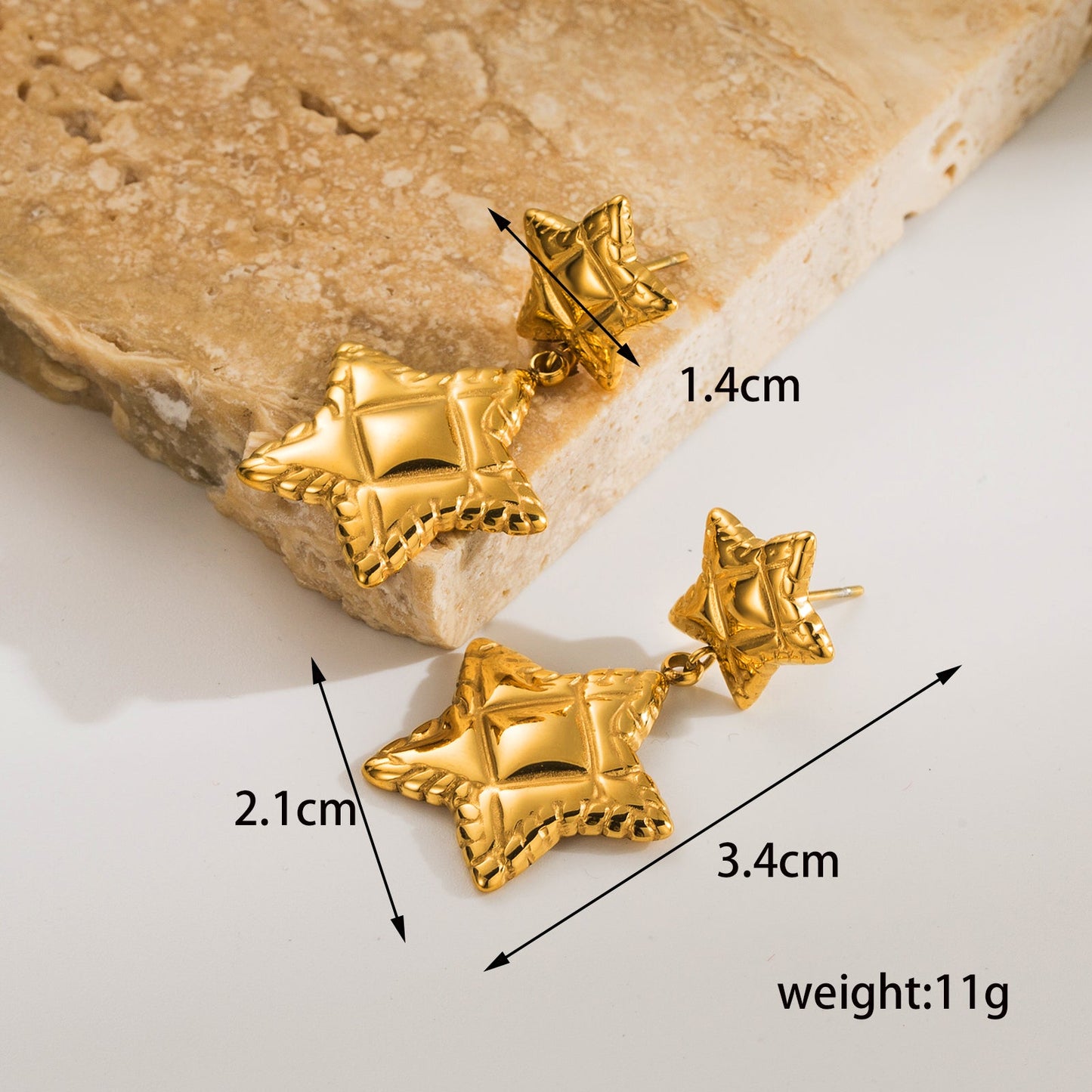 1 Pair Ig Style Classic Style Star Heart Shape Solid Color Plating Stainless Steel 18k Gold Plated Drop Earrings