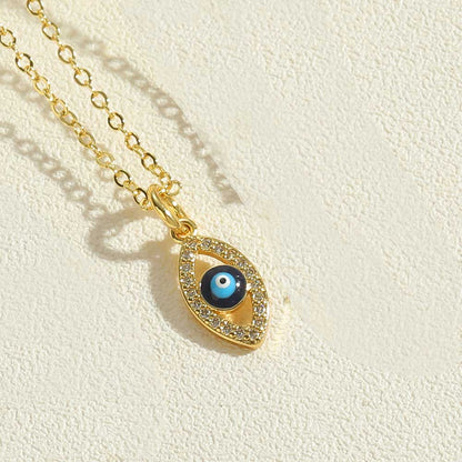 Simple Style Devil's Eye Hand Of Fatima Starfish Copper Enamel Plating Inlay Zircon 14k Gold Plated Pendant Necklace