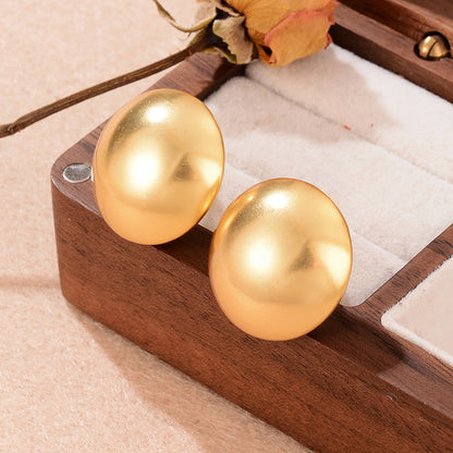 1 Pair French Style Simple Style Round Polishing Copper 18k Gold Plated Ear Studs