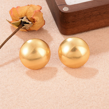 1 Pair French Style Simple Style Round Polishing Copper 18k Gold Plated Ear Studs