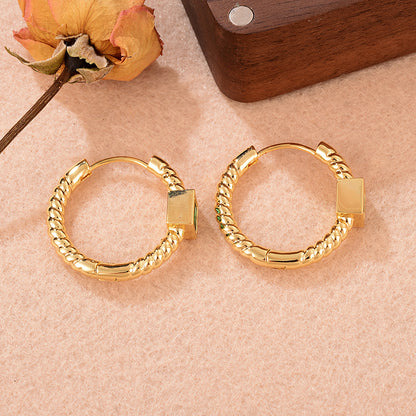 1 Pair Ig Style Square Copper Zircon 18k Gold Plated Hoop Earrings