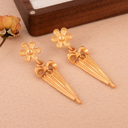 1 Pair Ig Style Flower Umbrella Copper 18k Gold Plated Drop Earrings