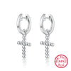 1 Pair Classic Style Cross Plating Sterling Silver White Gold Plated Drop Earrings