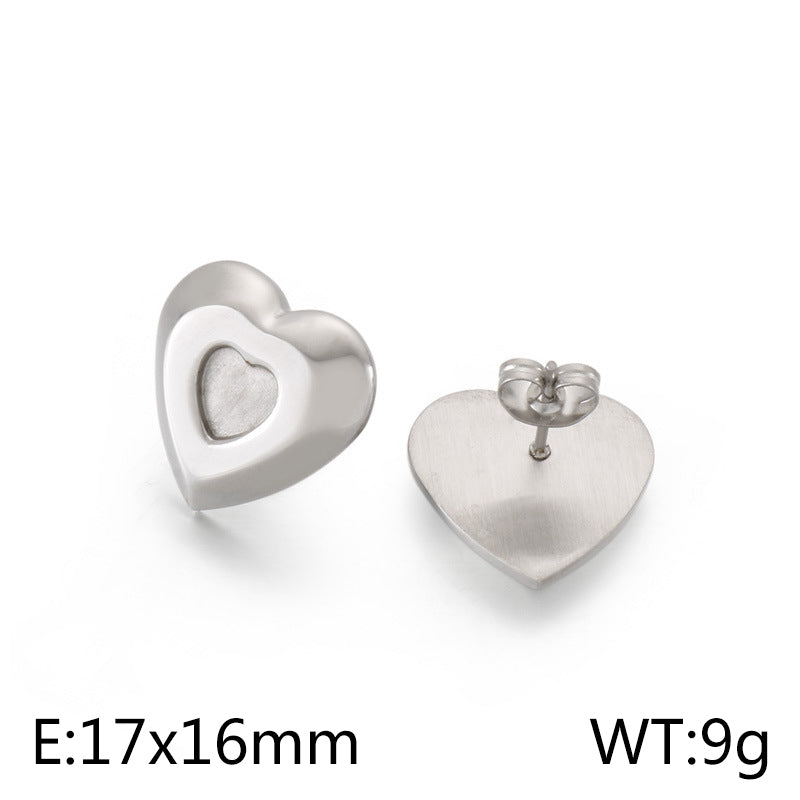 1 Piece Simple Style Commute Heart Shape Plating Stainless Steel Gold Plated Ear Studs