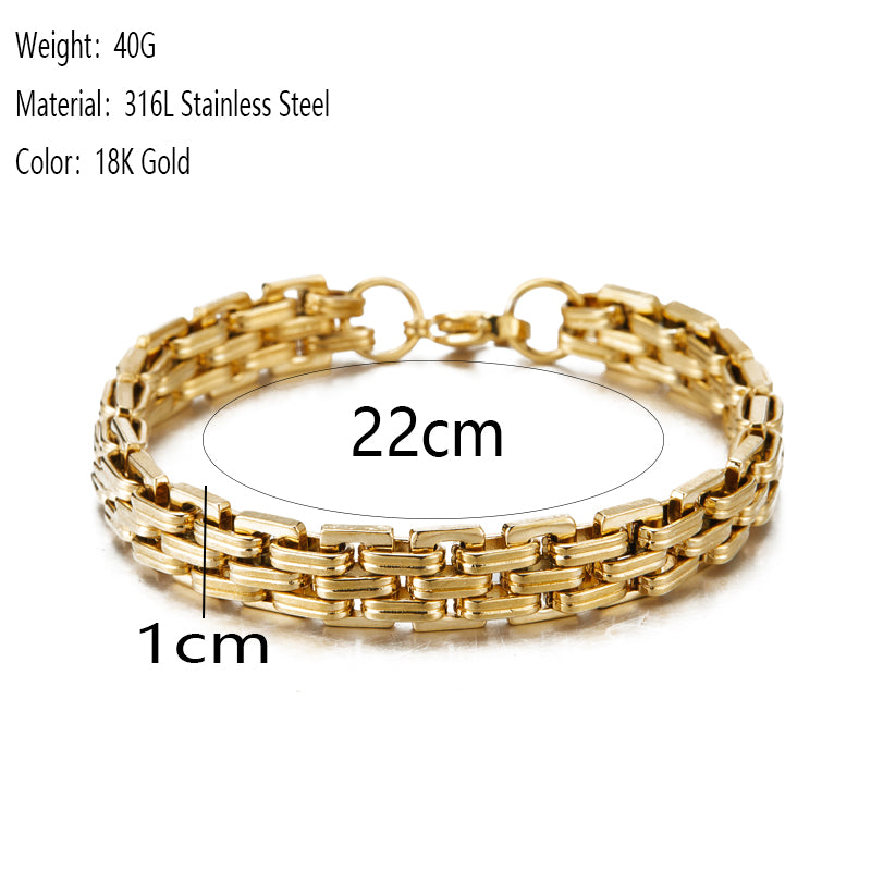 Simple Style Classic Style Round Square Stainless Steel Plating 18k Gold Plated Bracelets