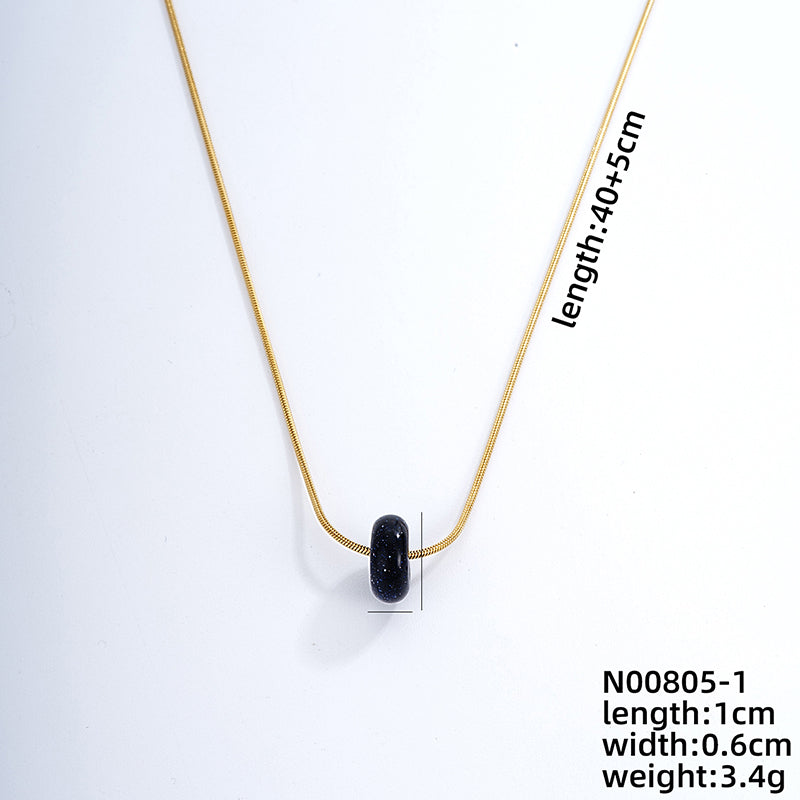 Simple Style Geometric Stainless Steel Natural Stone Unisex Pendant Necklace