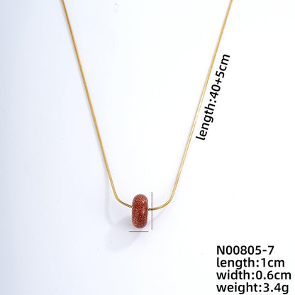 Simple Style Geometric Stainless Steel Natural Stone Unisex Pendant Necklace