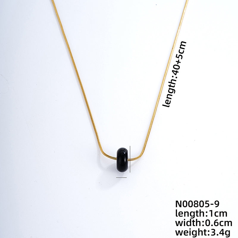 Simple Style Geometric Stainless Steel Natural Stone Unisex Pendant Necklace