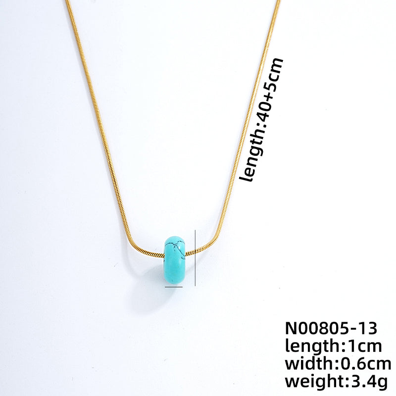 Simple Style Geometric Stainless Steel Natural Stone Unisex Pendant Necklace