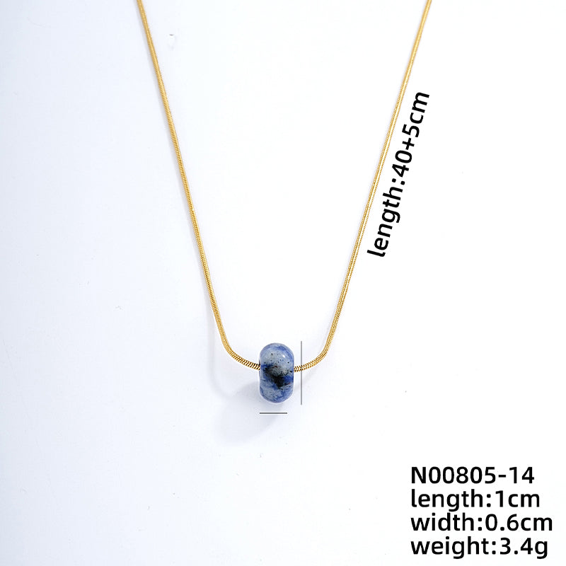 Simple Style Geometric Stainless Steel Natural Stone Unisex Pendant Necklace