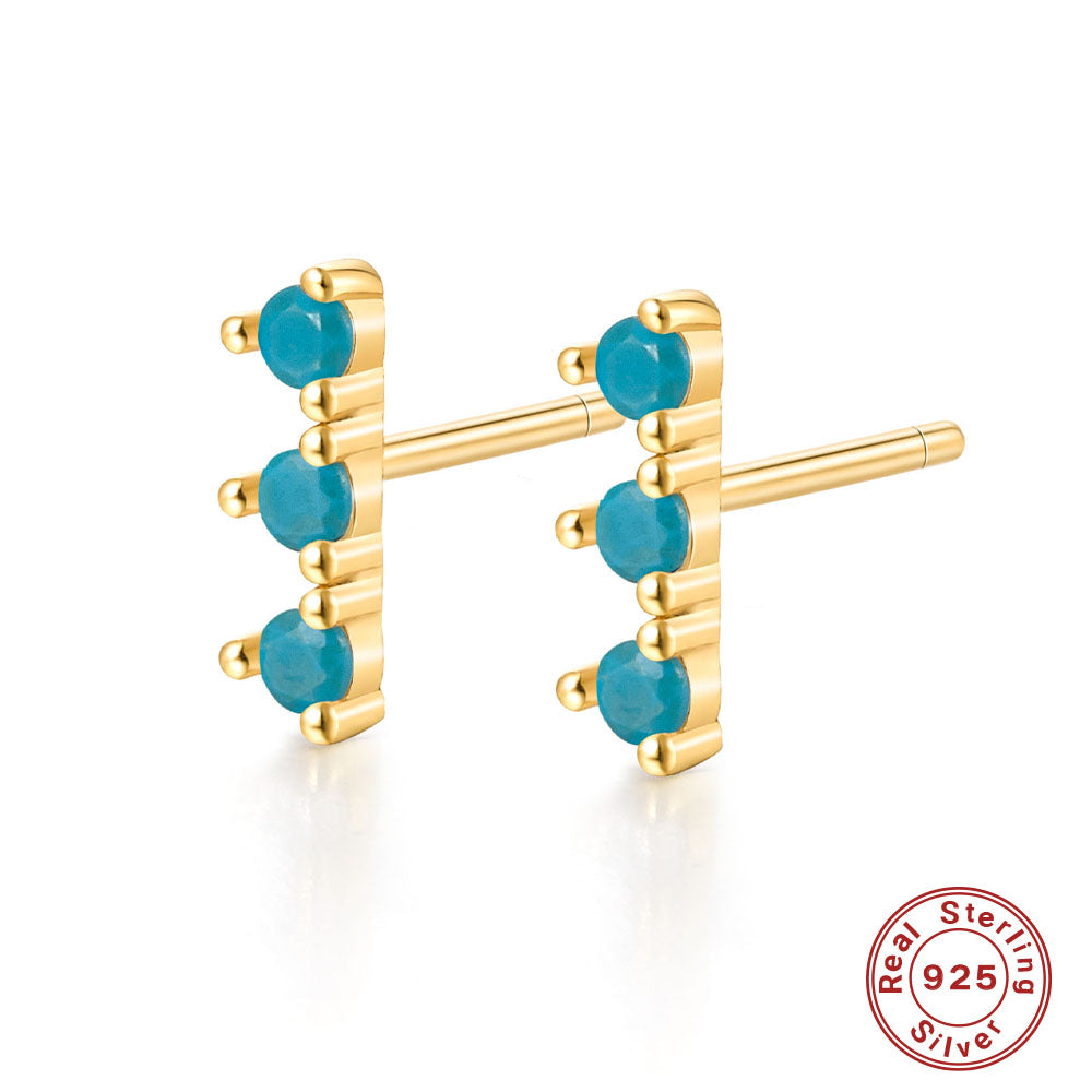 1 Pair Simple Style Round Plating Inlay Sterling Silver Zircon 18k Gold Plated Rhodium Plated Ear Studs