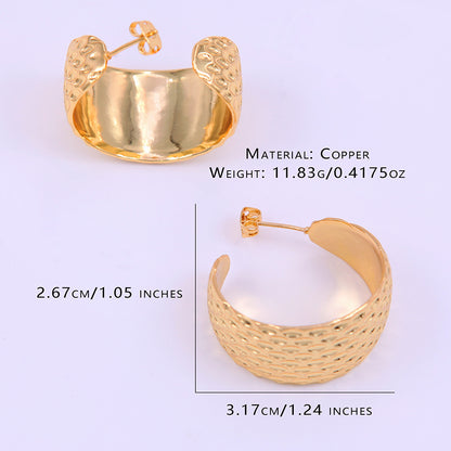 1 Piece Simple Style C Shape Solid Color Plating Copper 18k Gold Plated Ear Studs