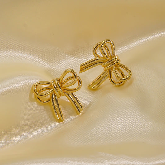 1 Pair Elegant Cute Modern Style Bow Knot Plating Copper Gold Plated Ear Studs
