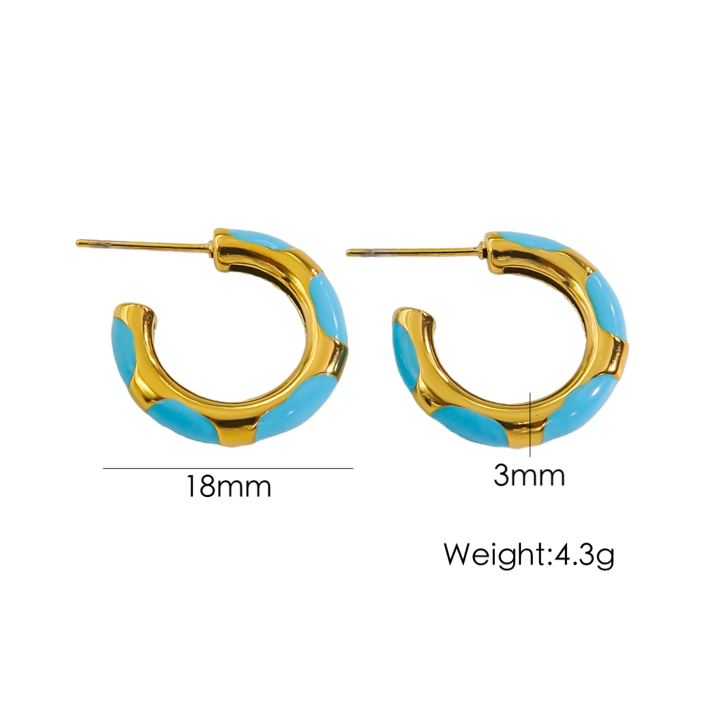 1 Pair Simple Style Round Enamel Plating Stainless Steel Titanium Steel 14k Gold Plated Earrings