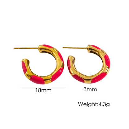 1 Pair Simple Style Round Enamel Plating Stainless Steel Titanium Steel 14k Gold Plated Earrings