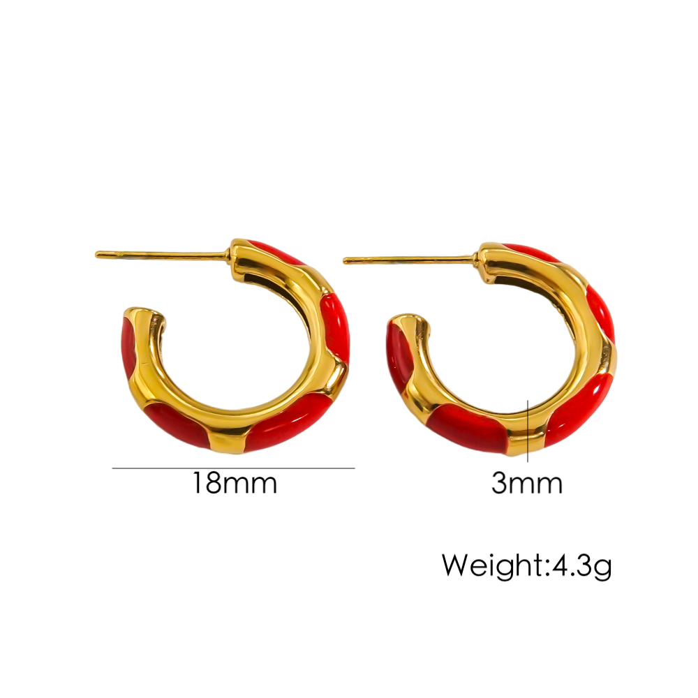 1 Pair Simple Style Round Enamel Plating Stainless Steel Titanium Steel 14k Gold Plated Earrings