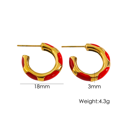 1 Pair Simple Style Round Enamel Plating Stainless Steel Titanium Steel 14k Gold Plated Earrings