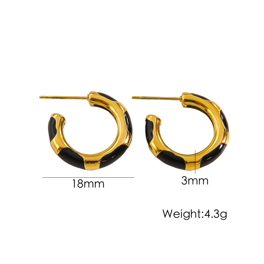 1 Pair Simple Style Round Enamel Plating Stainless Steel Titanium Steel 14k Gold Plated Earrings