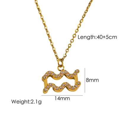 Elegant Constellation Stainless Steel Titanium Steel Plating Inlay Zircon 14k Gold Plated Pendant Necklace