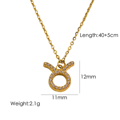 Elegant Constellation Stainless Steel Titanium Steel Plating Inlay Zircon 14k Gold Plated Pendant Necklace