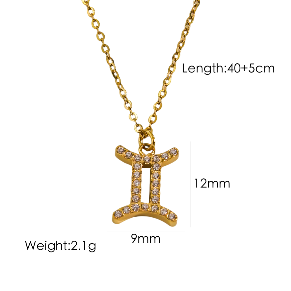 Elegant Constellation Stainless Steel Titanium Steel Plating Inlay Zircon 14k Gold Plated Pendant Necklace