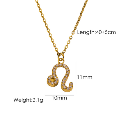 Elegant Constellation Stainless Steel Titanium Steel Plating Inlay Zircon 14k Gold Plated Pendant Necklace