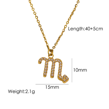 Elegant Constellation Stainless Steel Titanium Steel Plating Inlay Zircon 14k Gold Plated Pendant Necklace