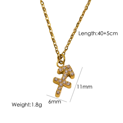 Elegant Constellation Stainless Steel Titanium Steel Plating Inlay Zircon 14k Gold Plated Pendant Necklace