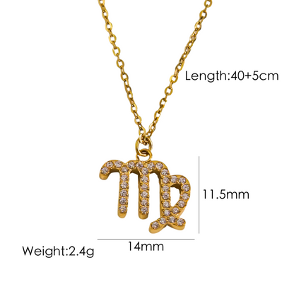 Elegant Constellation Stainless Steel Titanium Steel Plating Inlay Zircon 14k Gold Plated Pendant Necklace