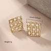 1 Pair Xuping Simple Style Rhombus Butterfly Plating Inlay Stainless Steel Artificial Gemstones Artificial Pearls 14k Gold Plated Ear Studs