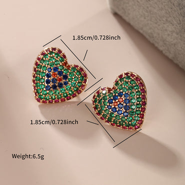 1 Pair Glam Xuping Heart Shape Flower Plating Inlay Alloy Copper Alloy Artificial Gemstones 18k Gold Plated Ear Studs