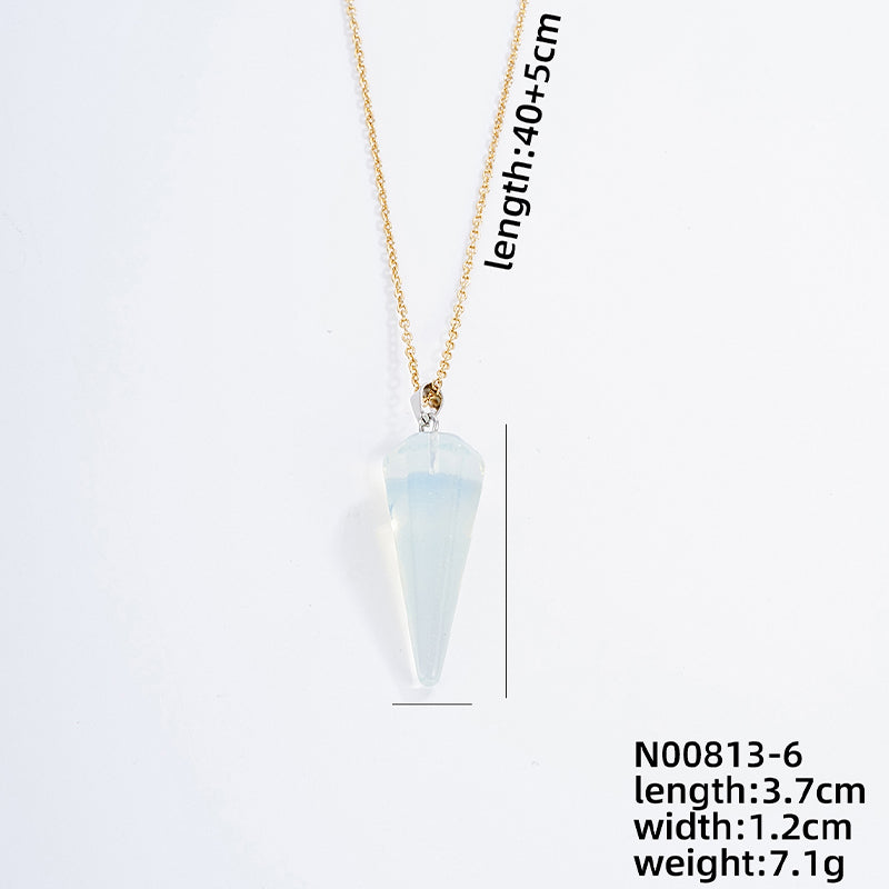 Ig Style Handmade Simple Style Geometric Stainless Steel Natural Stone Pendant Necklace