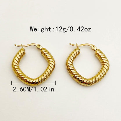 Elegant Vintage Style Square Twist Stainless Steel Plating 18k Gold Plated Earrings