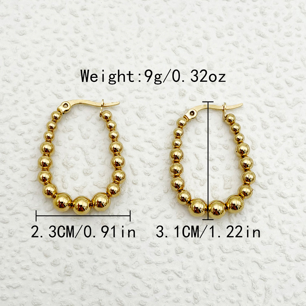 1 Pair Elegant Classic Style Streetwear Oval Plating Stainless Steel Gold Plated Earrings