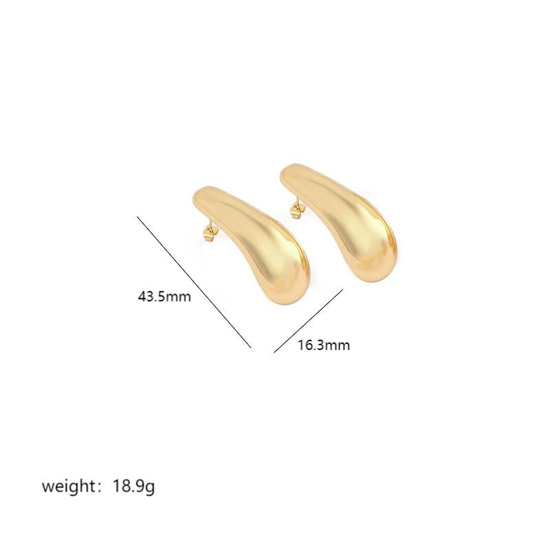 1 Pair Simple Style Commute Geometric Polishing Plating Copper 18k Gold Plated White Gold Plated Ear Studs