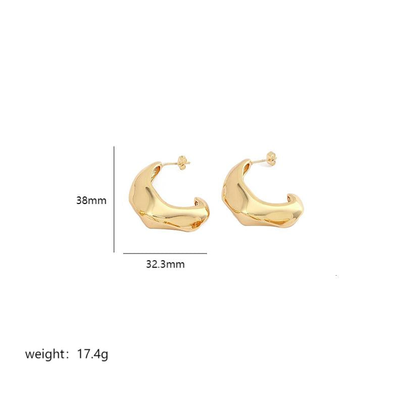 1 Pair Simple Style Commute Geometric Polishing Plating Copper 18k Gold Plated White Gold Plated Ear Studs