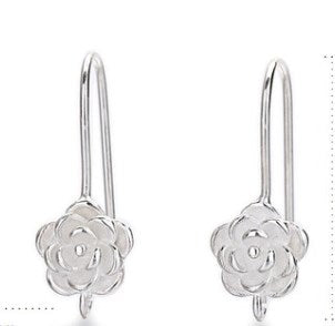 1 Pair Simple Style Flower Patchwork Sterling Silver Earrings